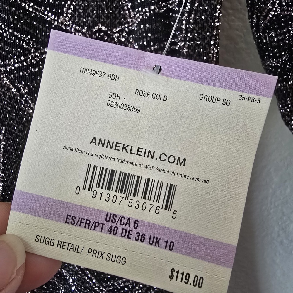 NWT Anne‎ Klein Women's Sz 6 Sequin Party Midi Dress Round Neck Evening Cocktail - Picture 7 of 9